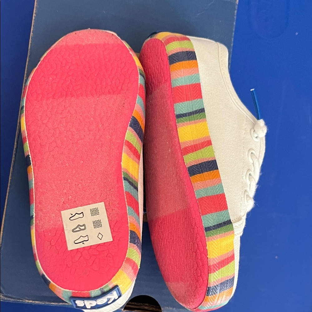 Keds Kids White Canvas Sneakers with Rainbow Accent - Picture 4 of 4
